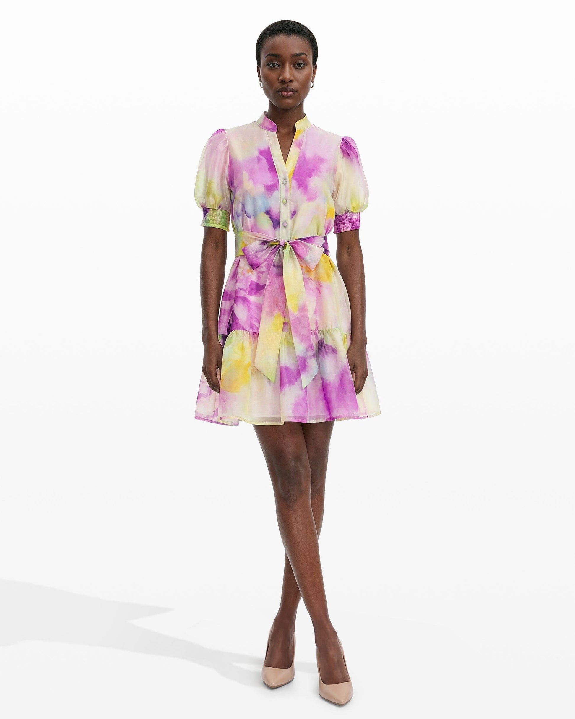 Anne Klein Puff Sleeve Shirt Dress