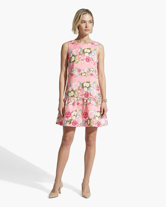 Anne Klein Boat Neck Flounce Shift Dress