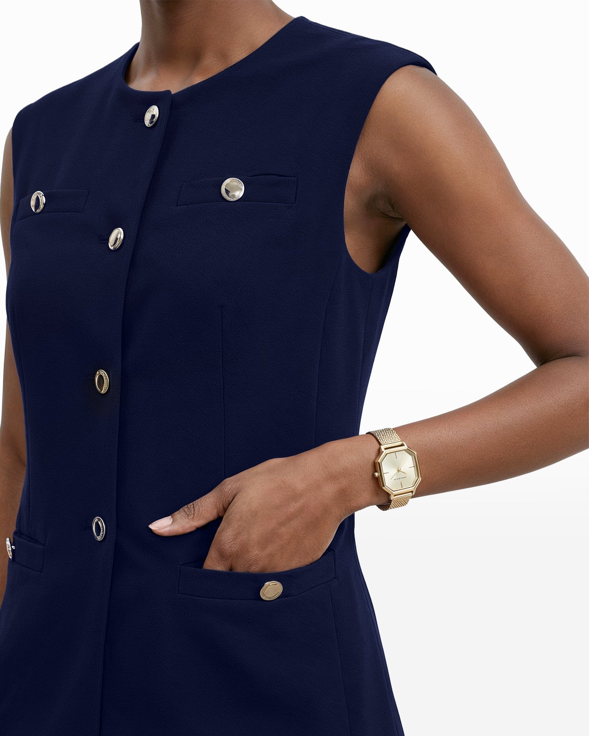 Anne Klein Four-Button Vest with Welt Pockets