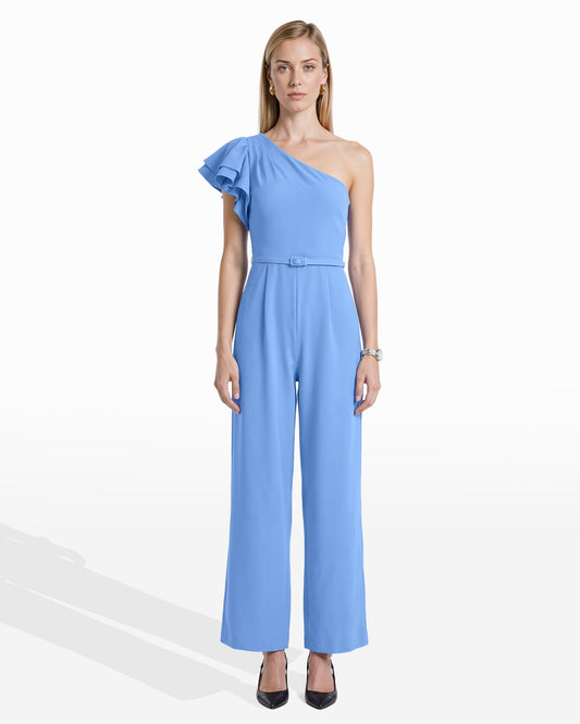 Anne Klein One Shoulder Ruffle Jumpsuit