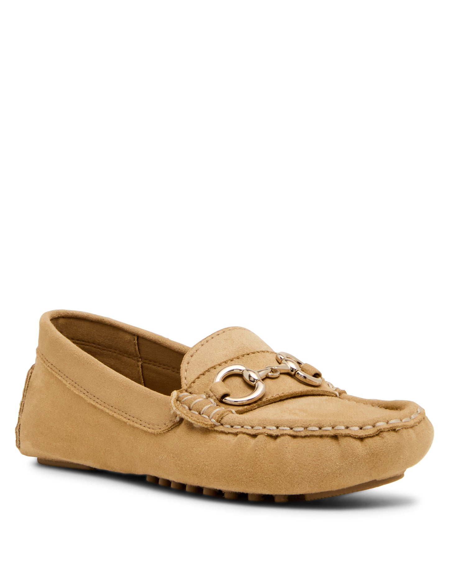 Anne Klein Chrystie Moccasin Loafer in Camel Suede