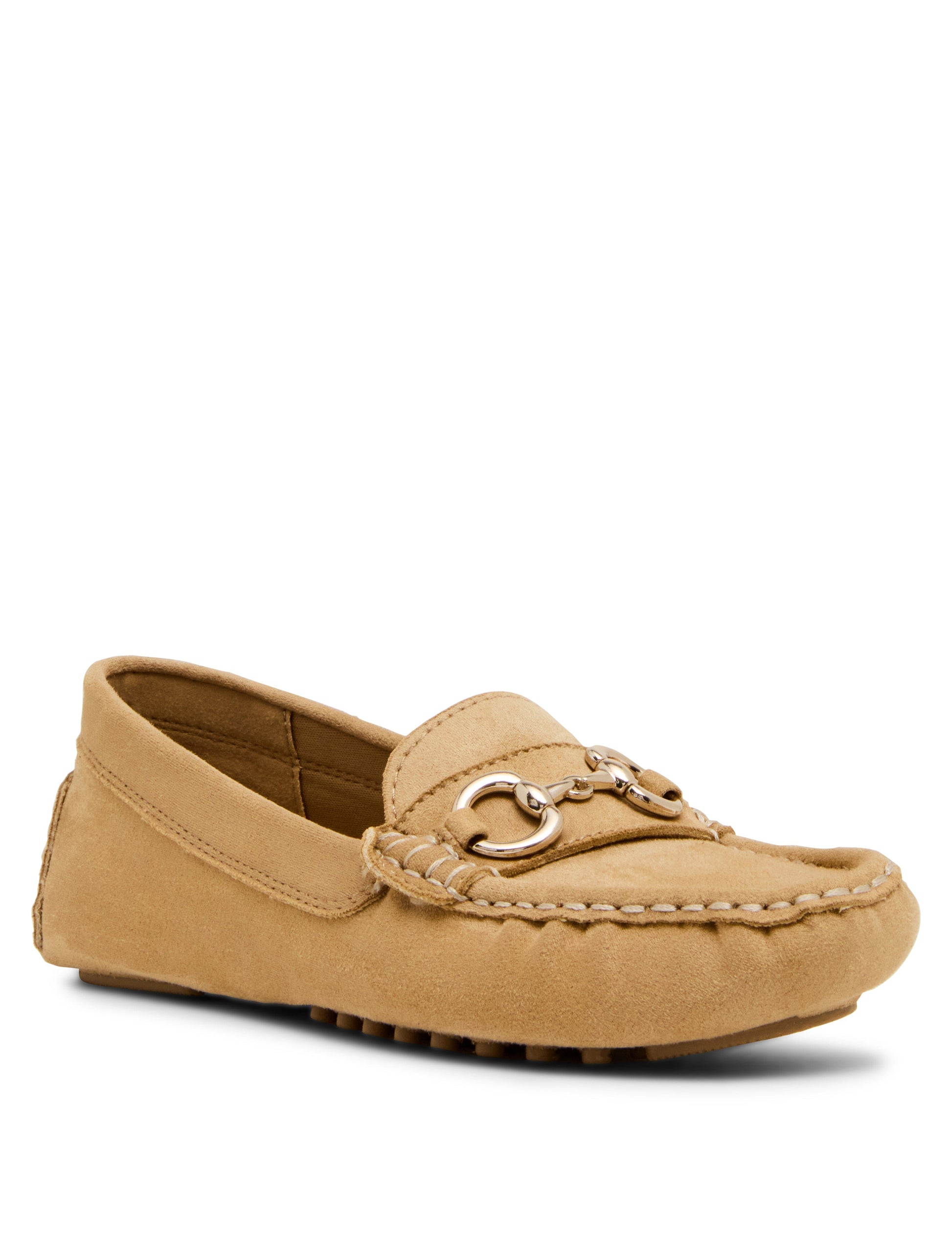 Anne Klein Chrystie Moccasin Loafer in Camel Suede
