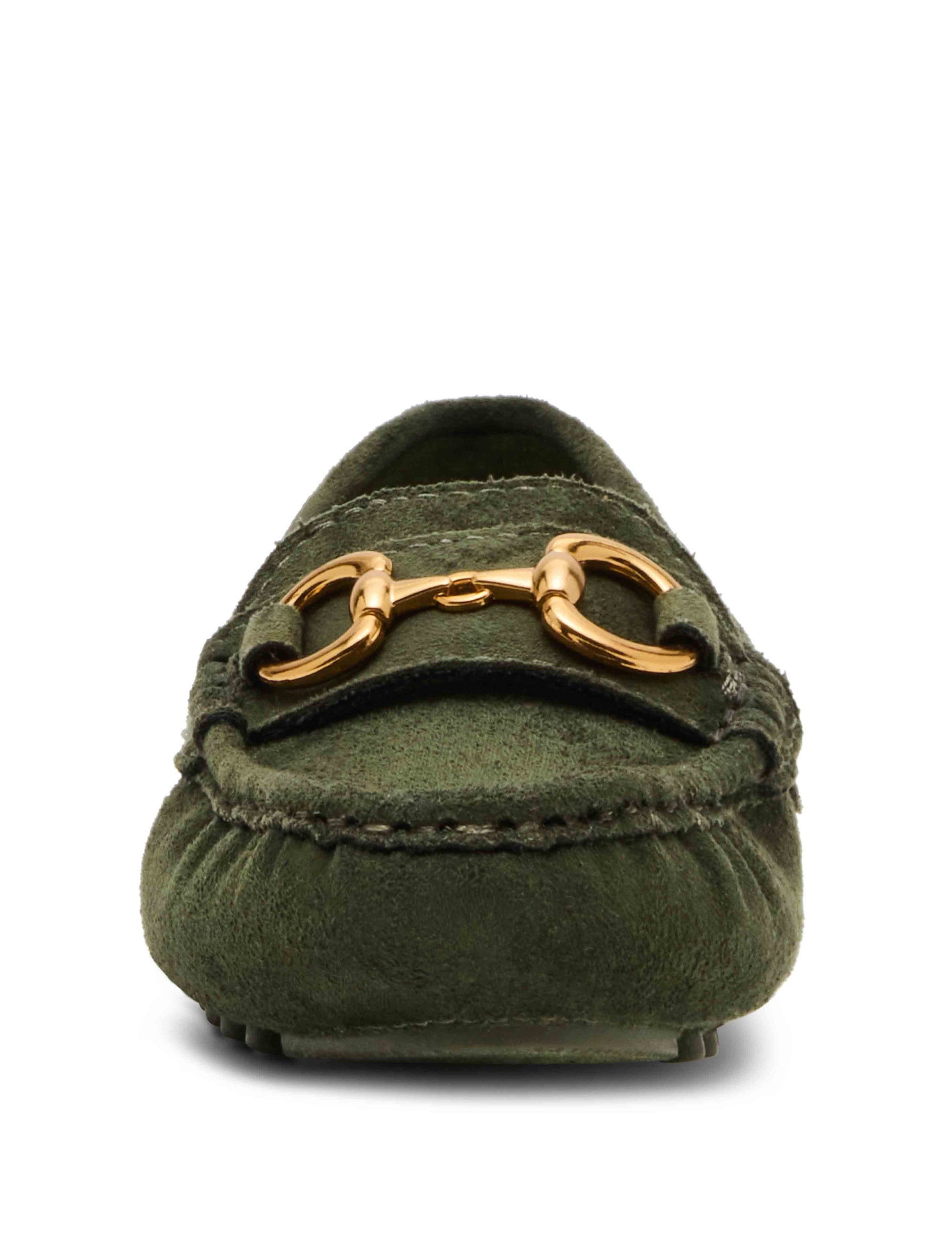Anne Klein Chrystie Moccasin Loafer in Olive Suede