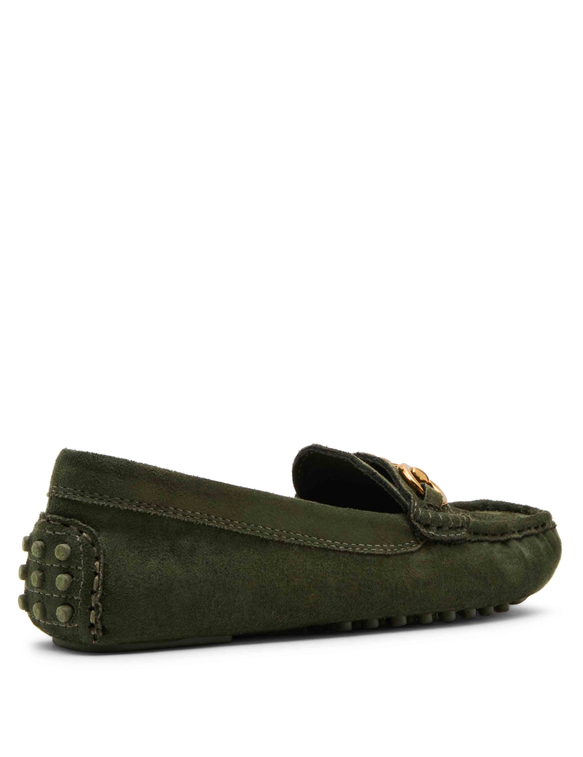 Anne Klein Chrystie Moccasin Loafer in Olive Suede