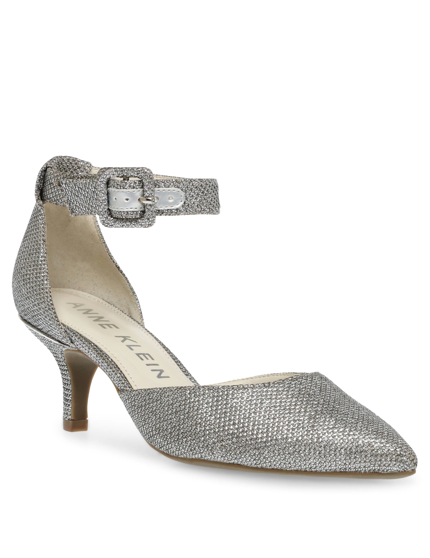Anne Klein Fabulist Kitten Heel Pump in Silver Glitter