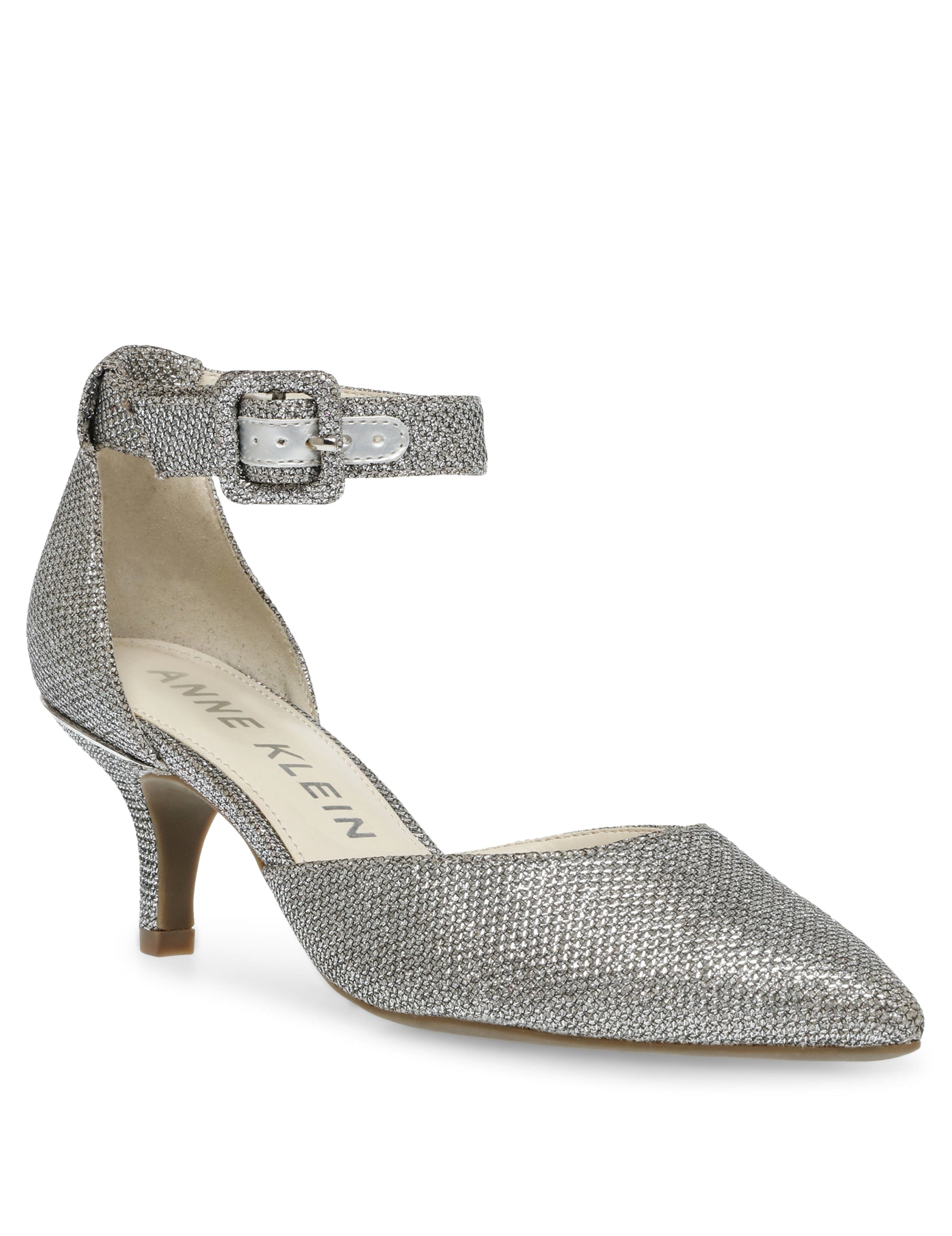 Anne Klein Fabulist Kitten Heel Pump in Silver Glitter