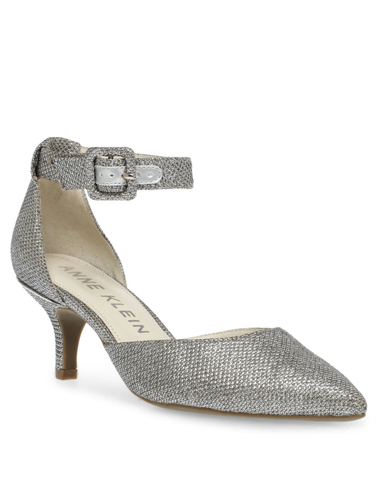 Anne Klein Fabulist Kitten Heel Pump in Silver Glitter