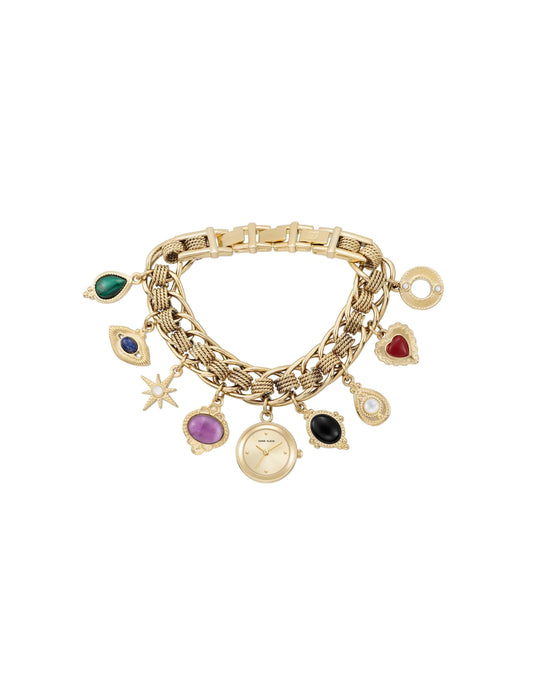 Anne Klein Gemstone Charm Bracelet Watch