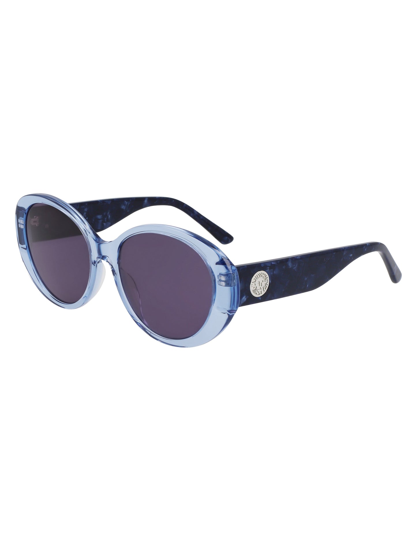 Anne Klein Anne Klein Blue Crystal Glamorous Oval Sunglasses