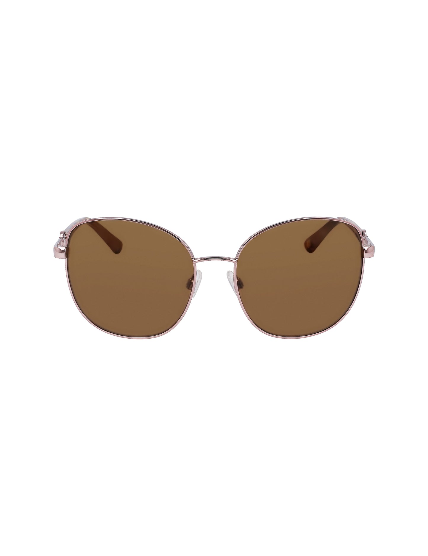 Anne Klein Anne Klein Rose Gold Metal Round Leo Sunglasses