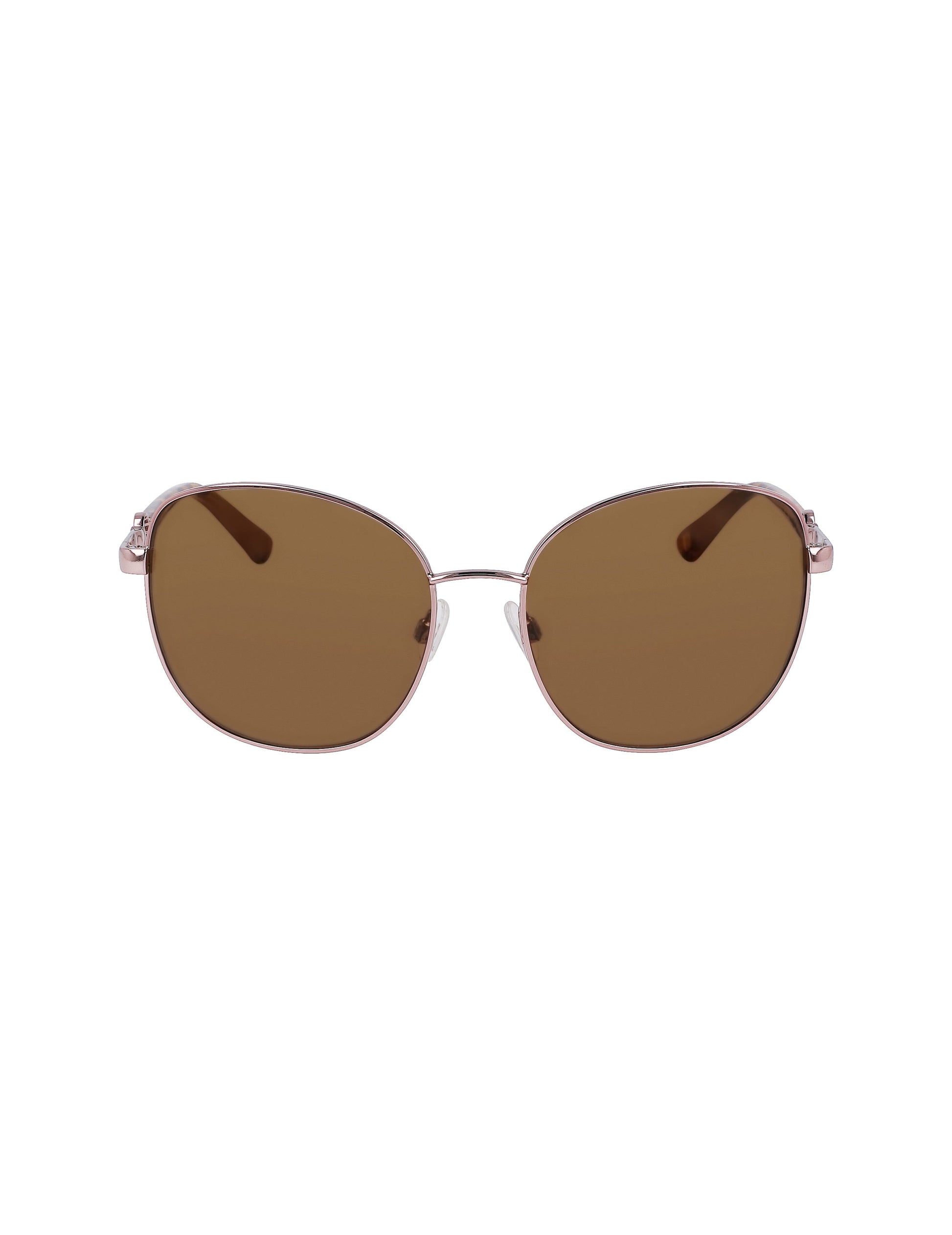 Anne Klein Anne Klein Rose Gold Metal Round Leo Sunglasses