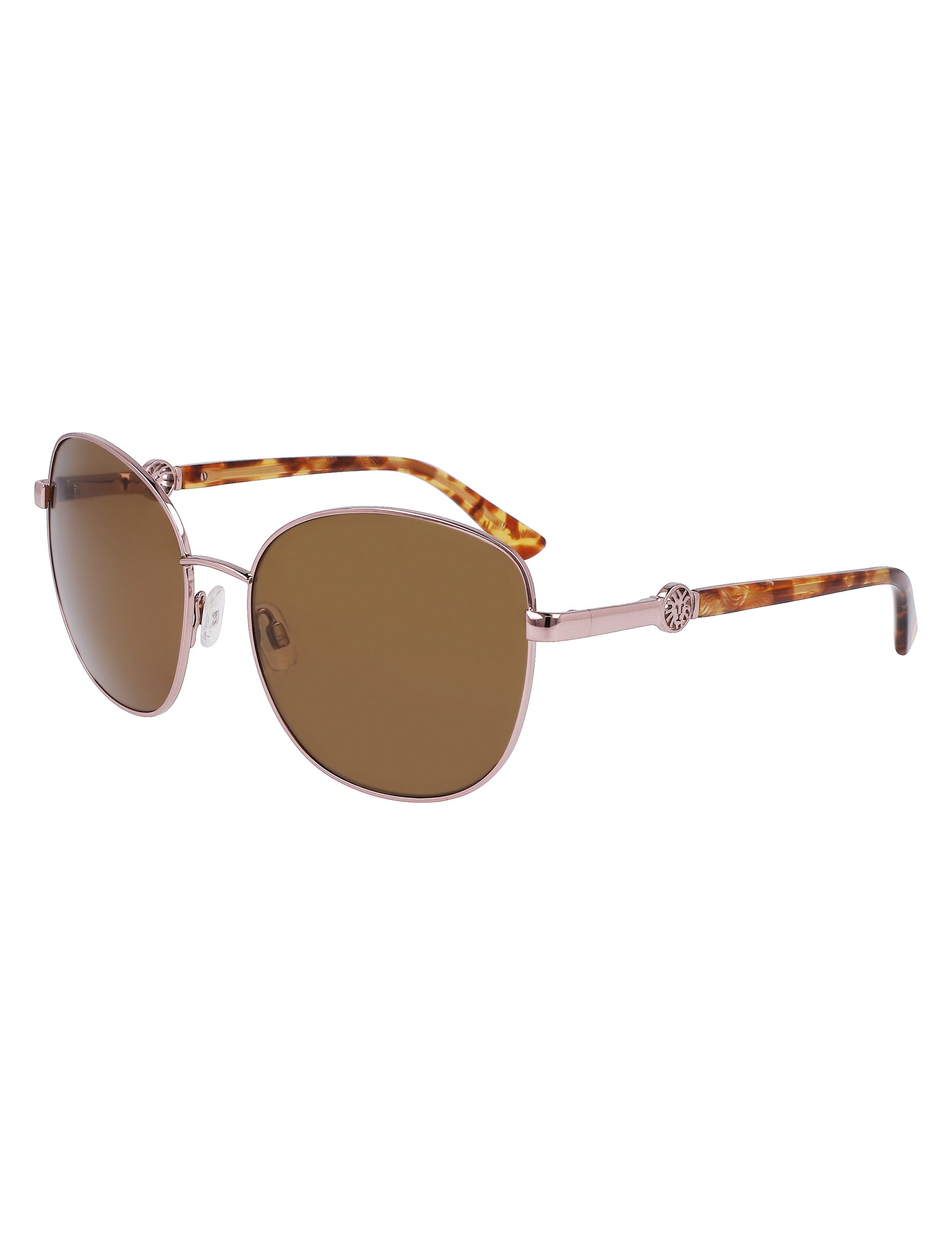 Anne Klein Anne Klein Rose Gold Metal Round Leo Sunglasses