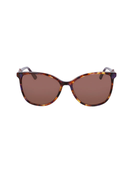 Anne Klein Anne Klein Plum Tortoise Square Leo Sunglasses