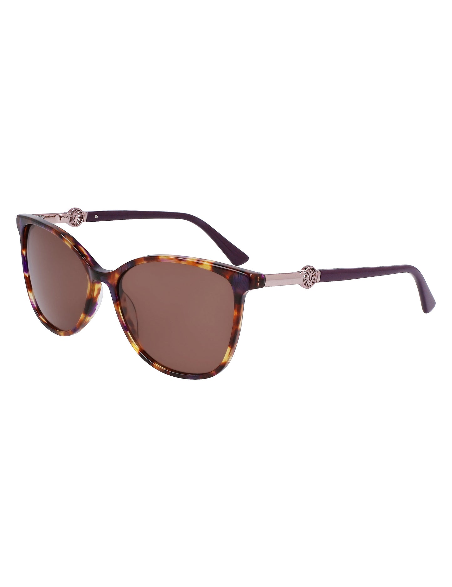 Anne Klein Anne Klein Plum Tortoise Square Leo Sunglasses