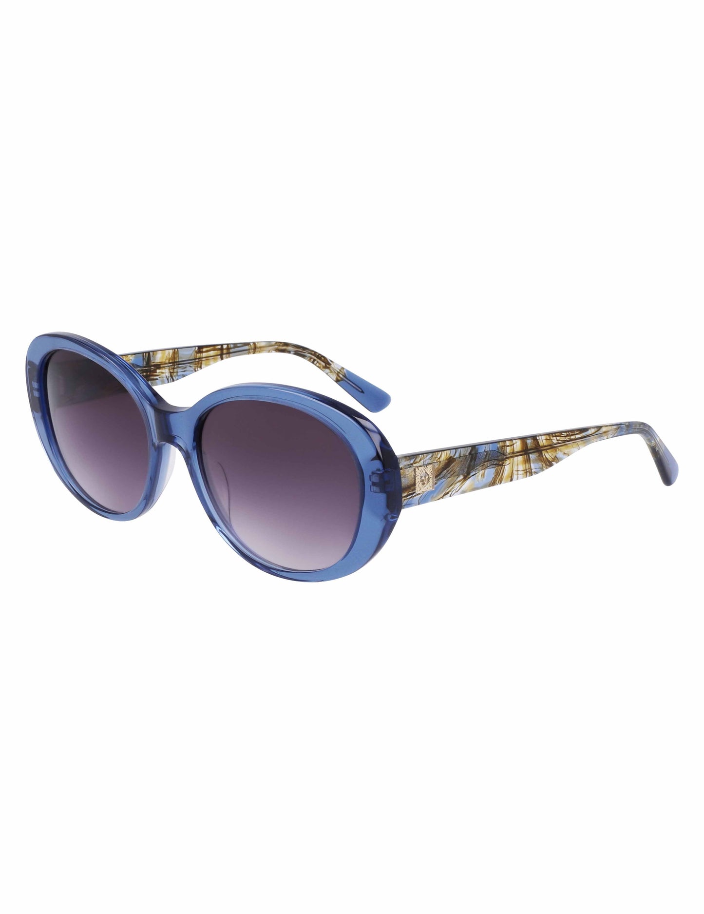 Anne Klein Crystal Glamorous Oval Sunglasses Blue Crystal