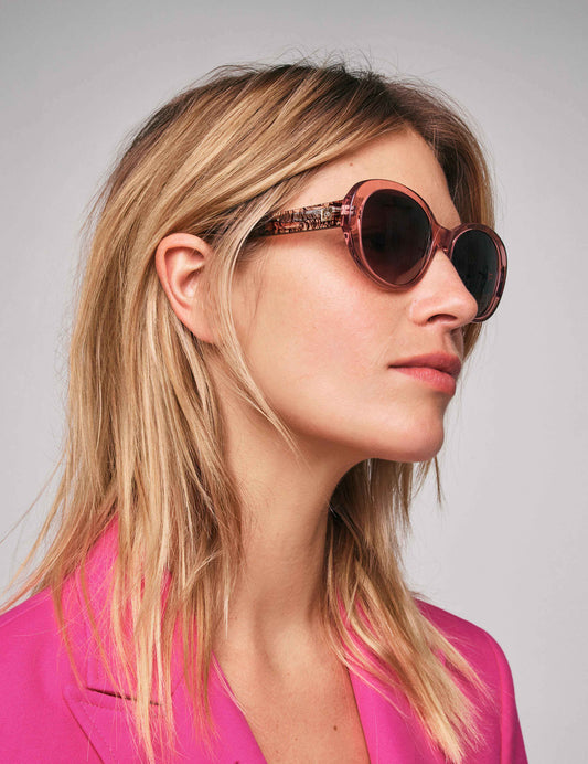Anne Klein Crystal Glamorous Oval Sunglasses Pink Crystal
