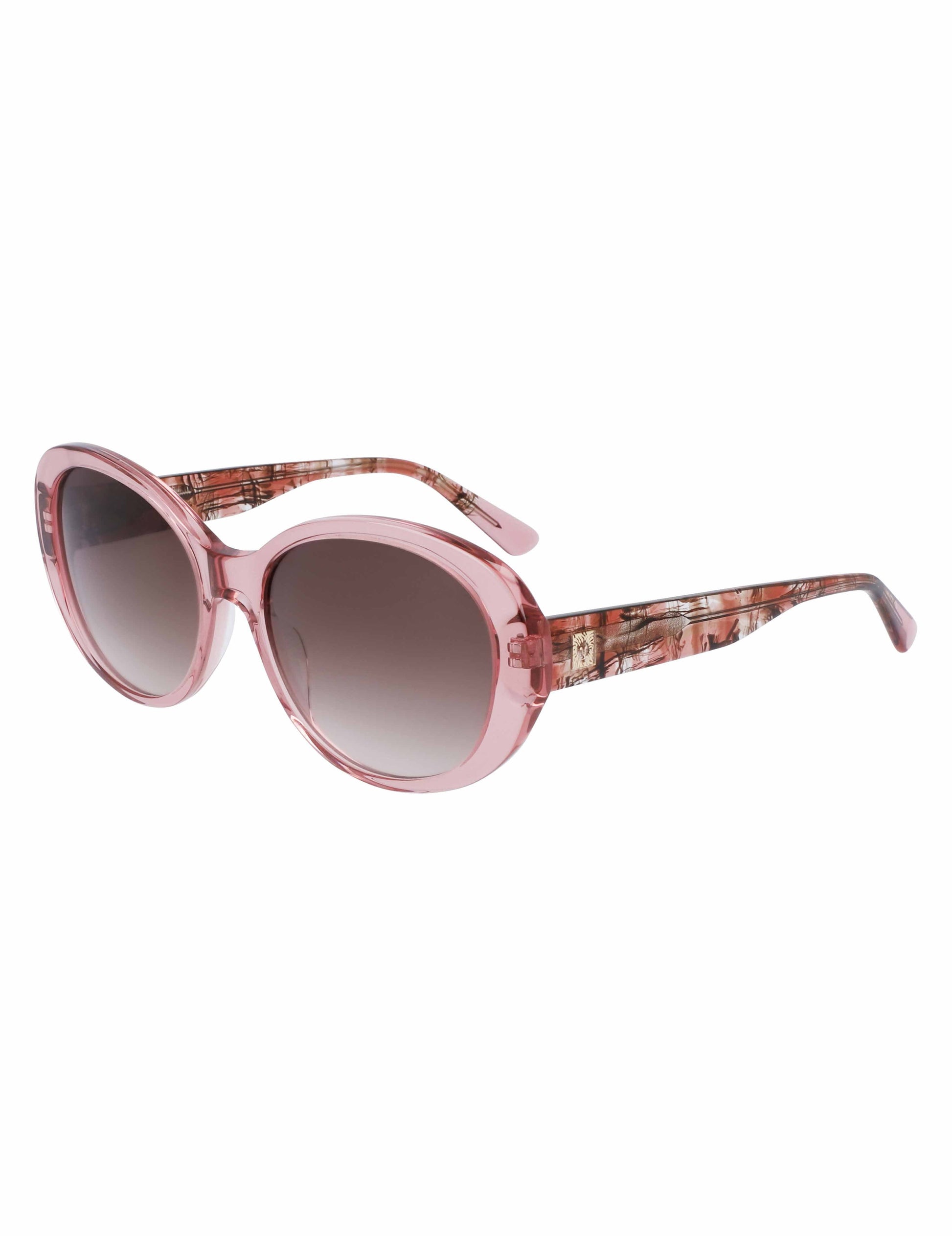 Anne Klein Crystal Glamorous Oval Sunglasses Pink Crystal