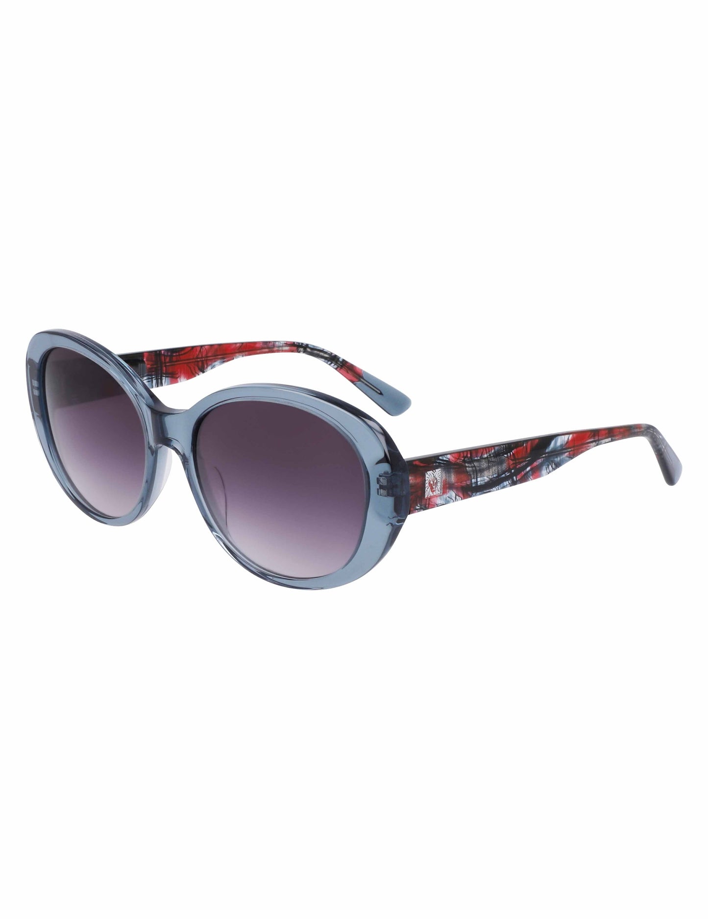 Anne Klein Crystal Glamorous Oval Sunglasses Grey Crystal