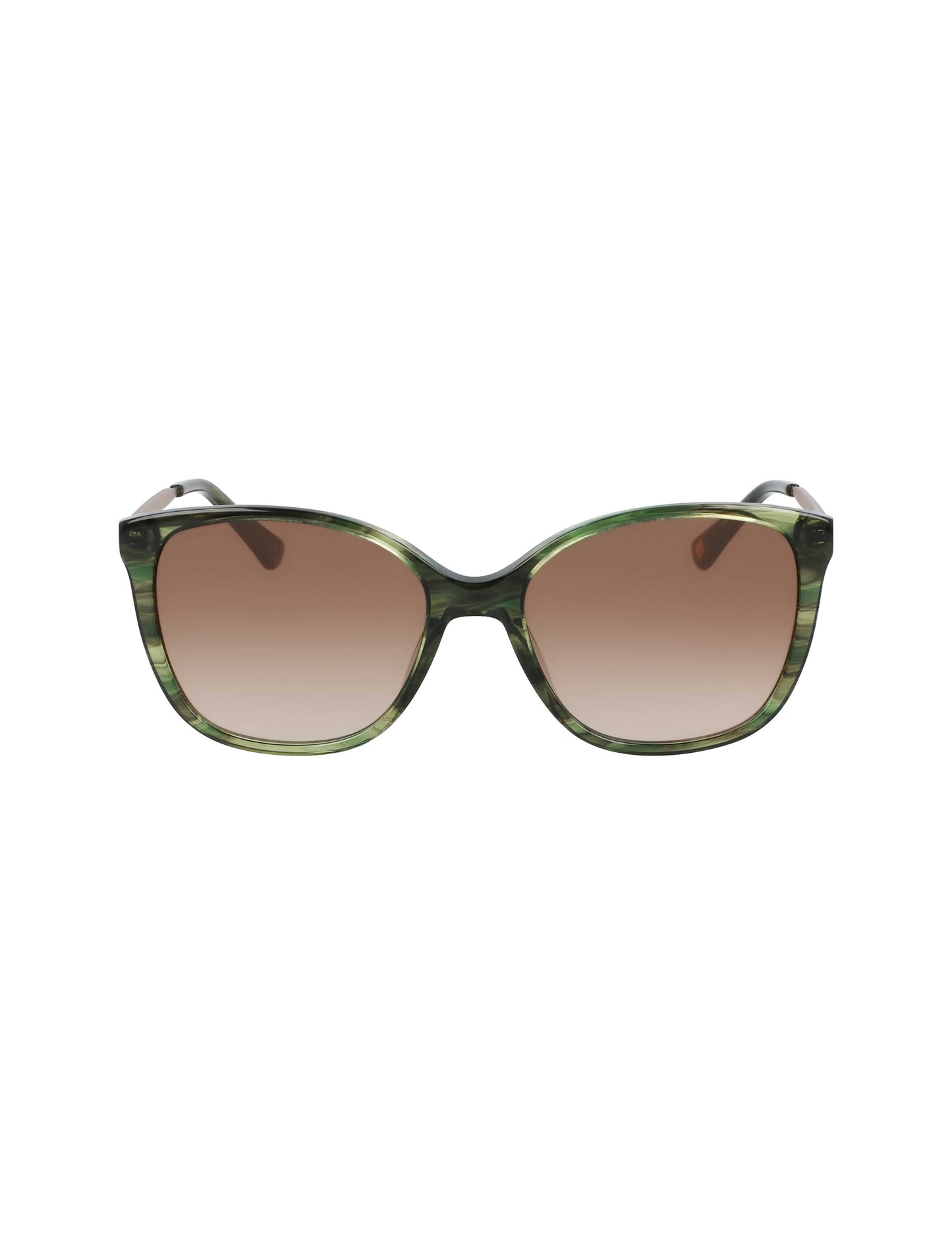 Anne Klein Horn Classic Square Sunglasses Olive