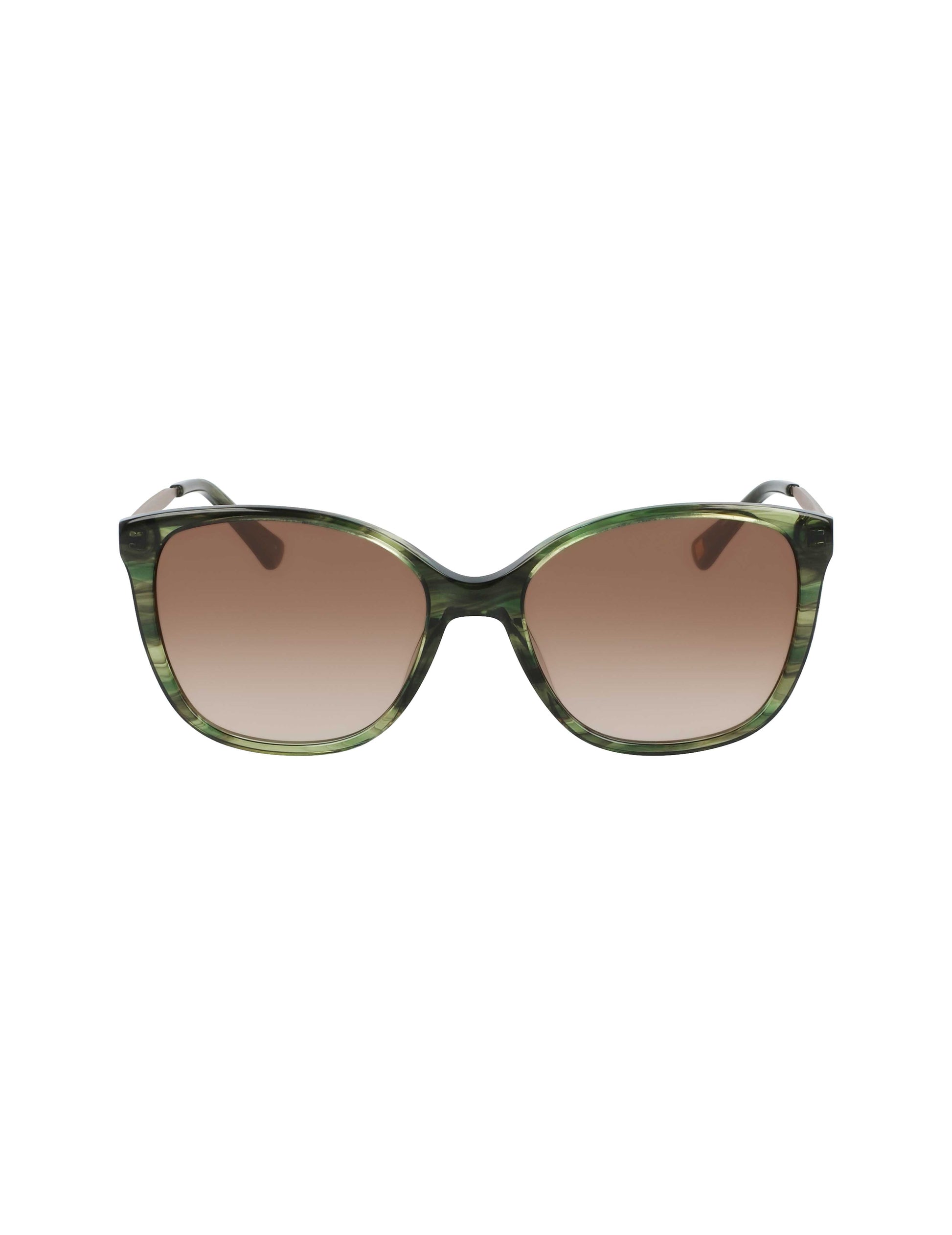 Anne Klein Horn Classic Square Sunglasses Olive