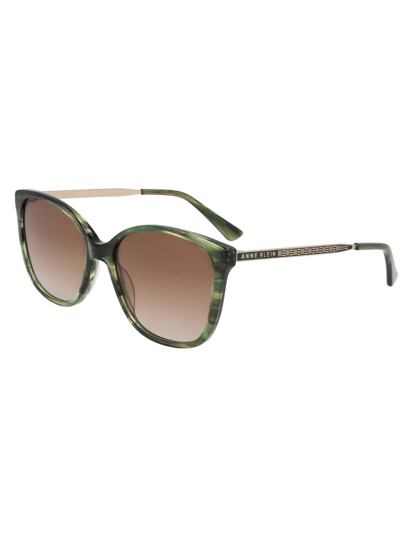 Anne Klein Horn Classic Square Sunglasses Olive