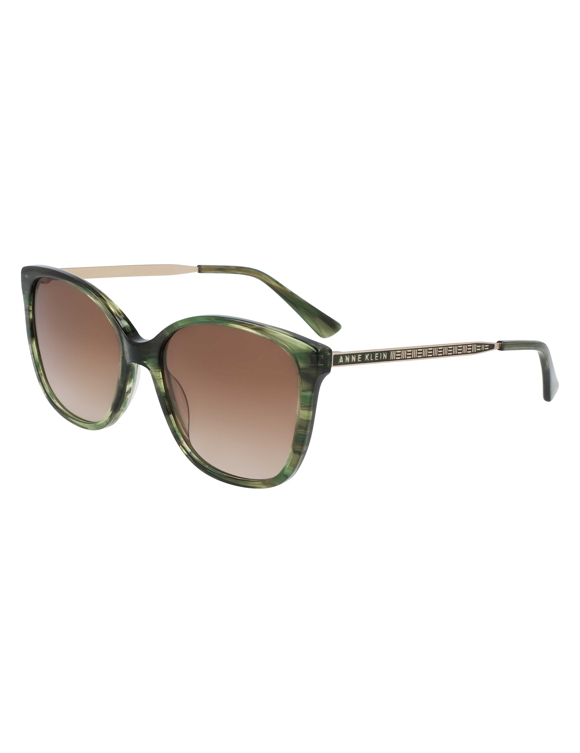 Anne Klein Horn Classic Square Sunglasses Olive