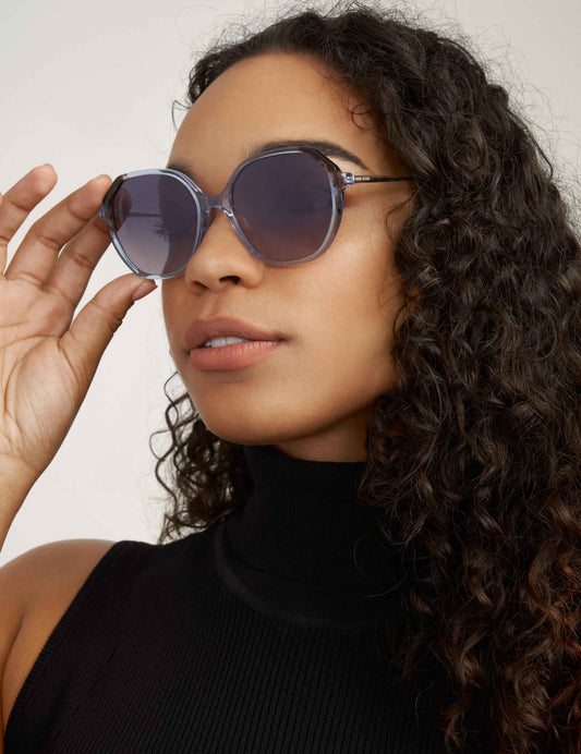Anne Klein Anne Klein Blue Geometric Sunglasses