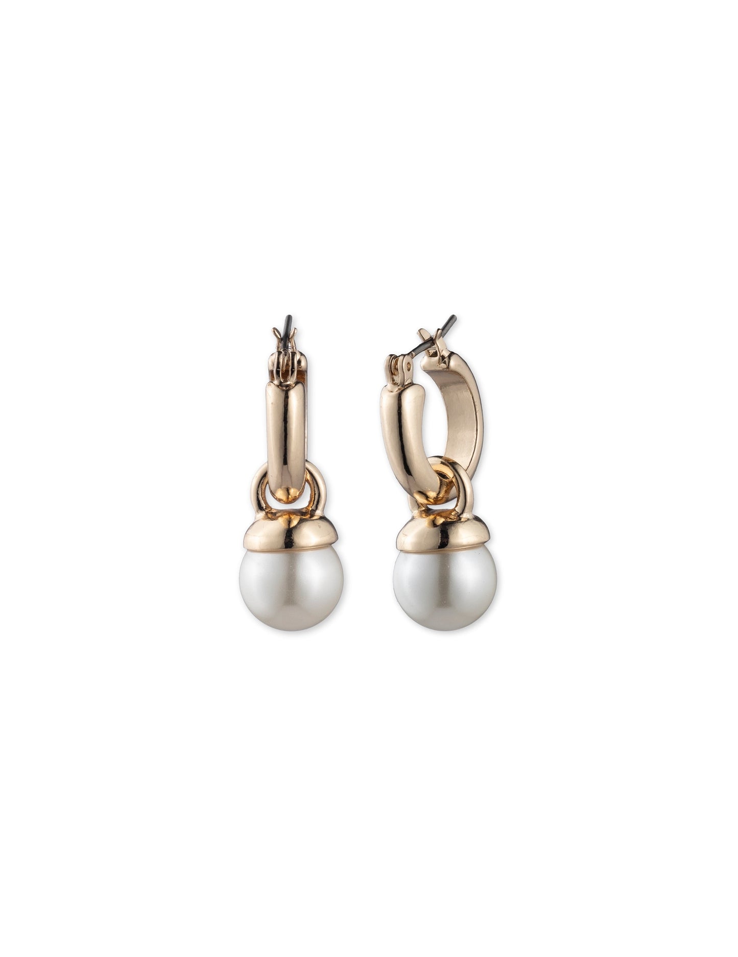 Anne Klein Faux Pearl Drop Hoop Earrings