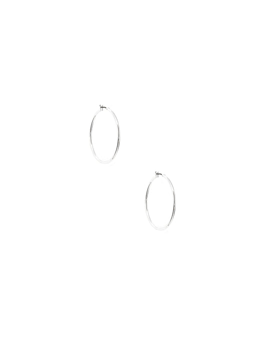 Anne Klein 40MM Thin Silver Hoop Earrings