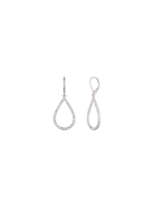 Anne Klein Silver Pavé Teardrop Leverback Earrings