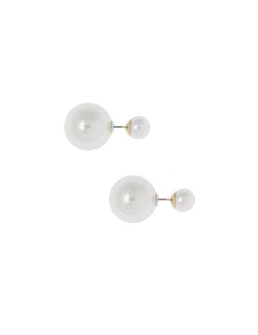Anne Klein Double Pearl Stud Earrings