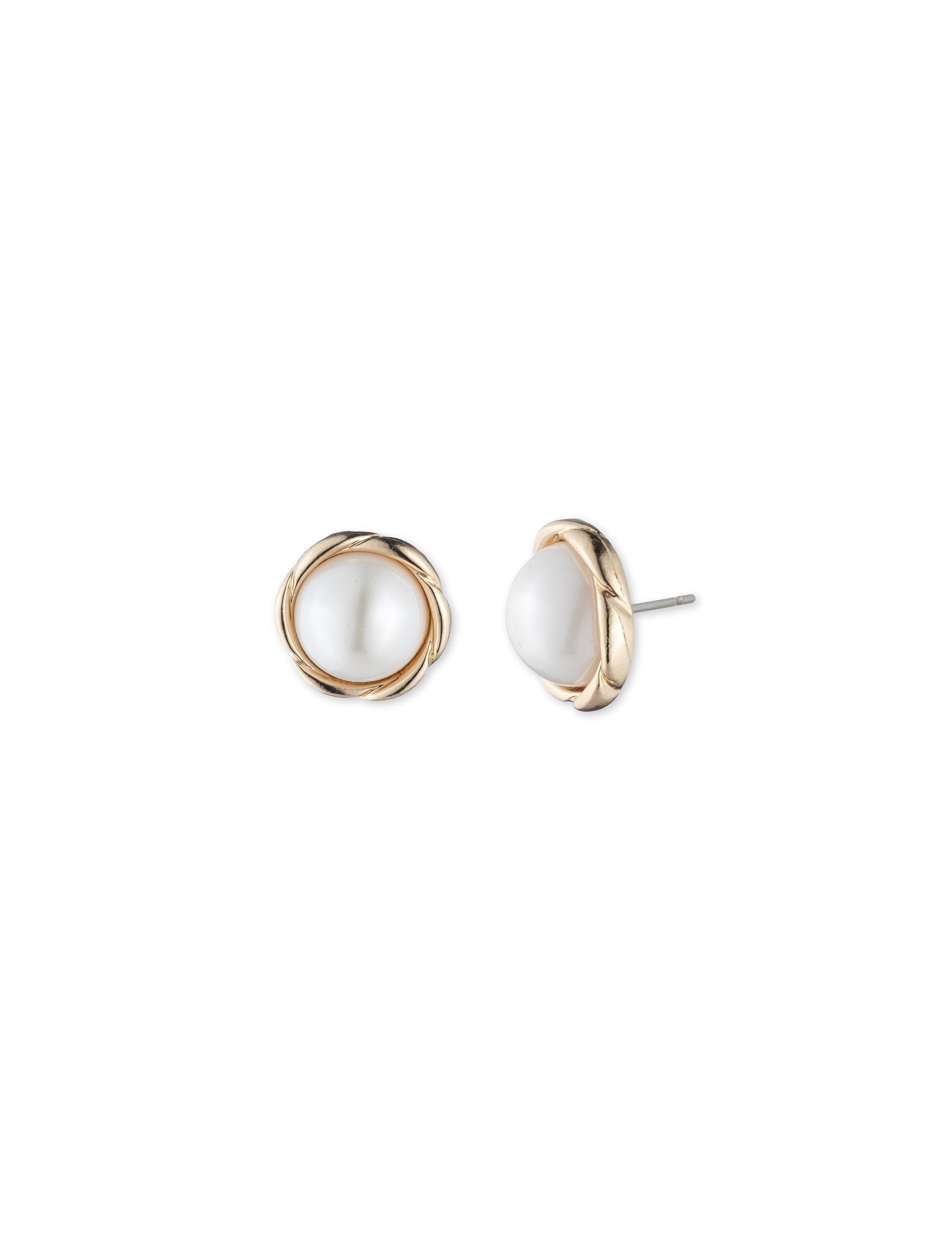 Anne Klein Faux Pearl Gold-Tone Stud Earrings