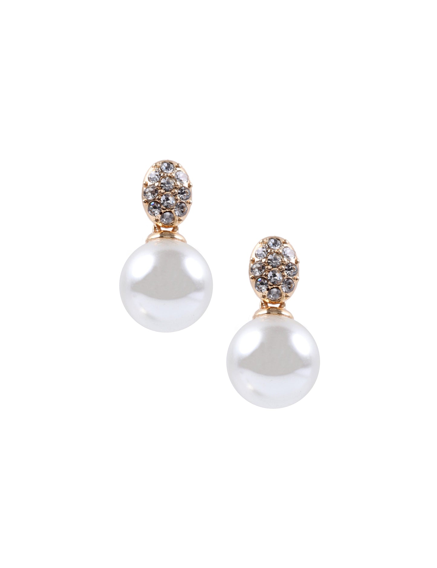 Anne Klein Pearl Drop Post Earrings with Crystal Studs