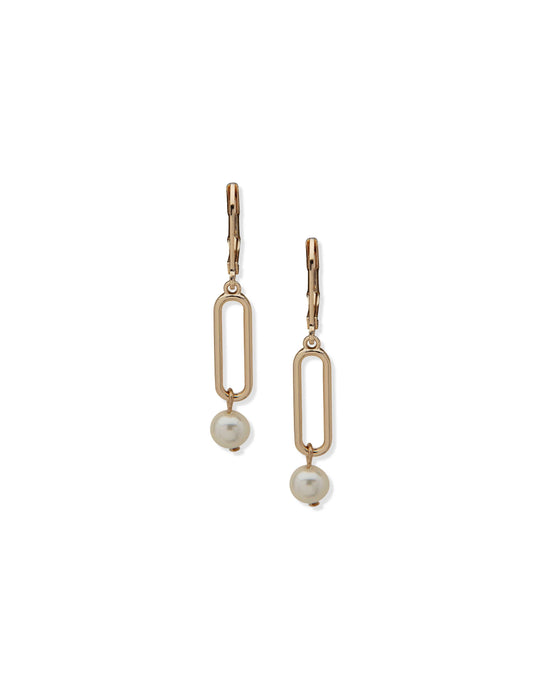Anne Klein Faux Pearl Link Drop Earrings