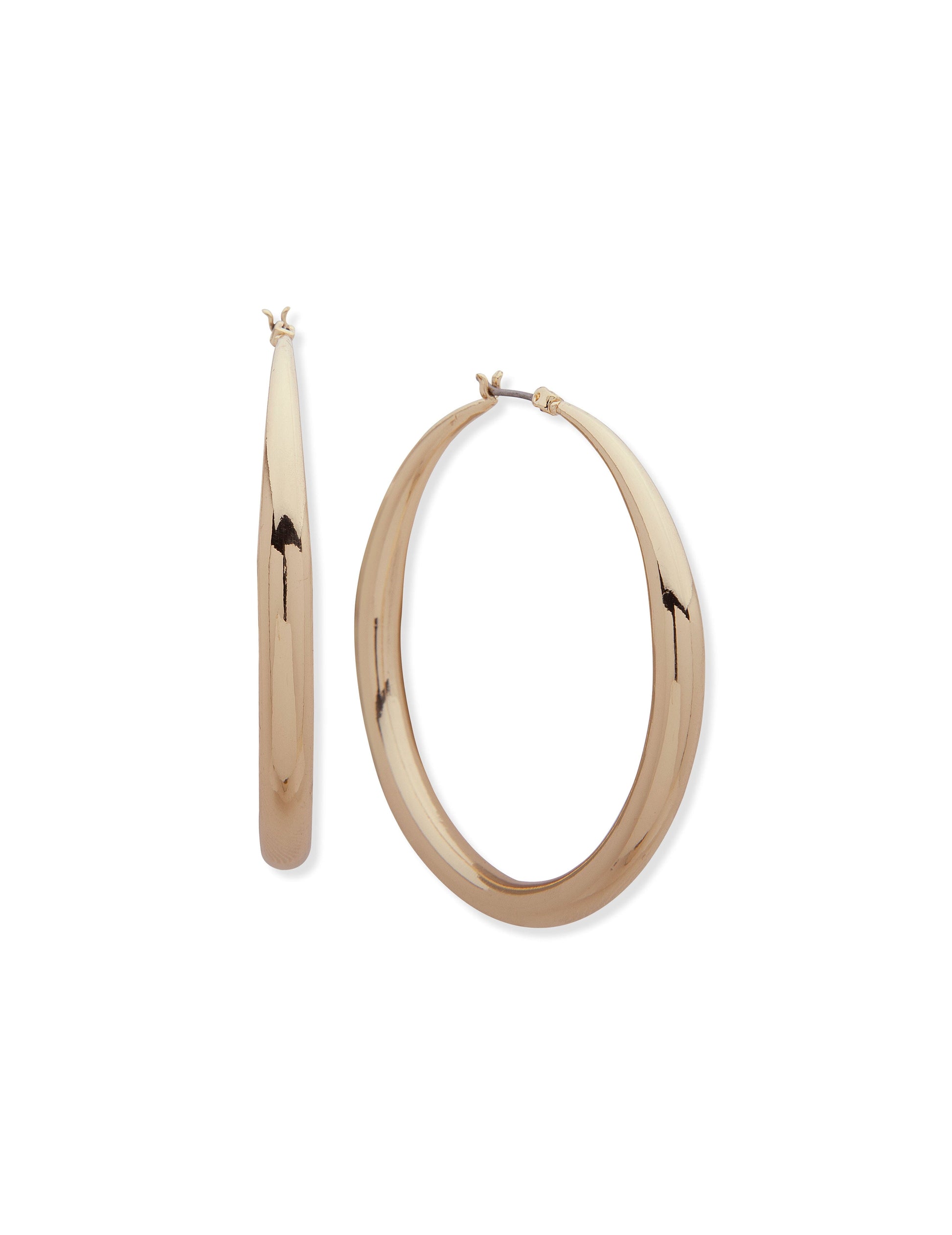 Anne Klein Large Tapered Gold Hoop Earrings