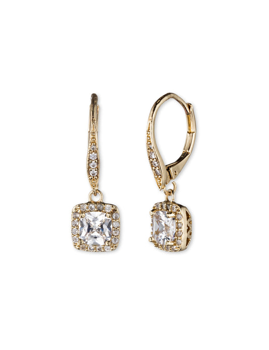 Anne Klein CZ Drop Earrings in Gold Tone