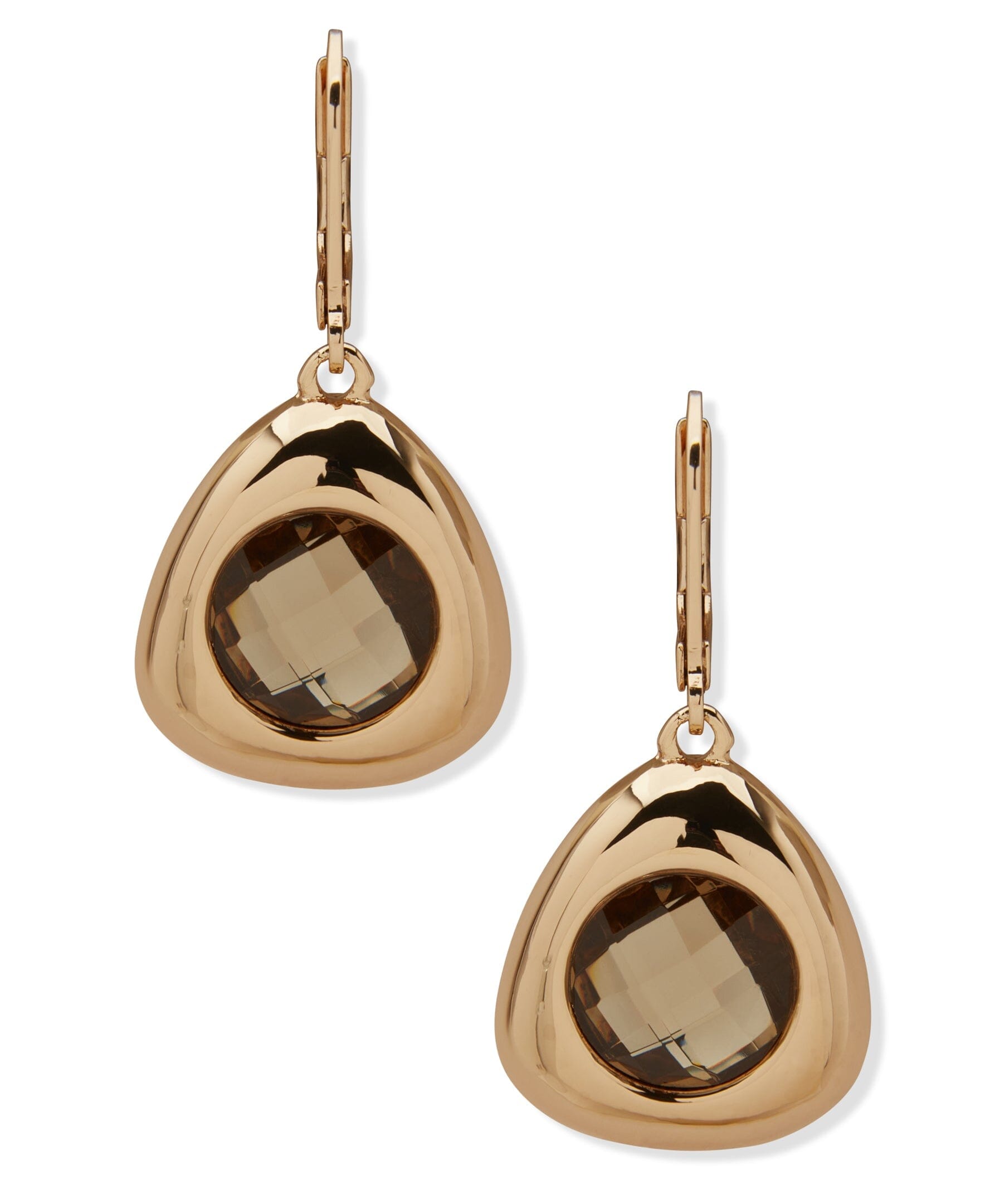 Anne Klein Stone and Metal Drop Pierced Earrings