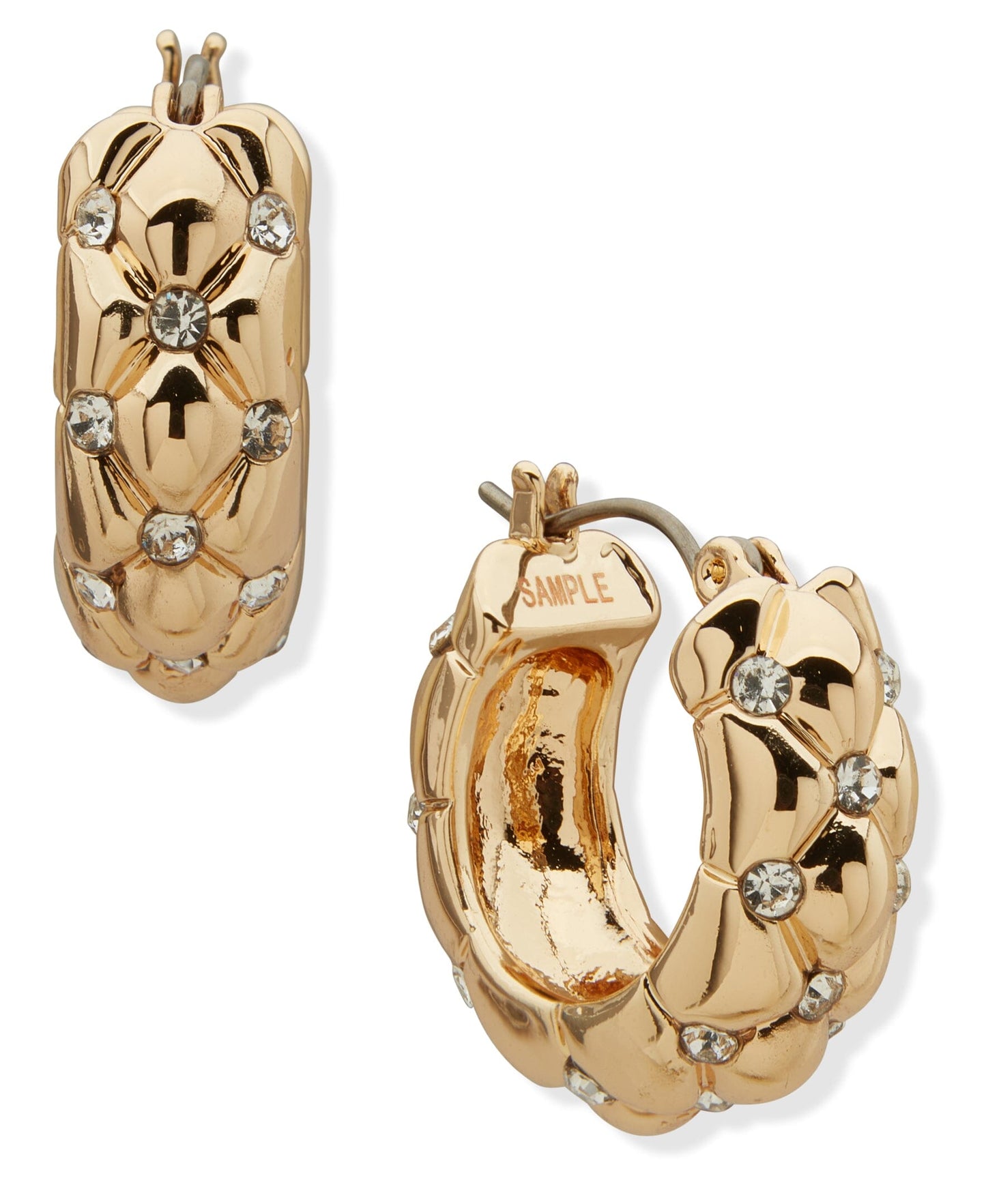 Anne Klein 22mm Quilted Hoop Pierced Earrings