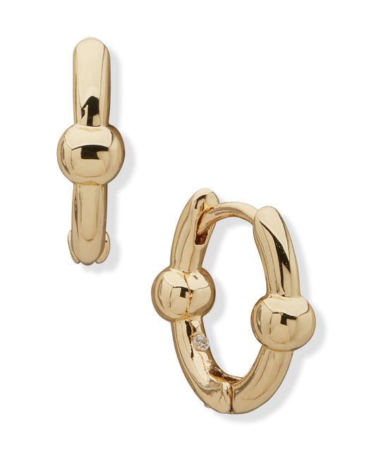 Anne Klein 14MM Metal Ball Huggie Pierced Earrings