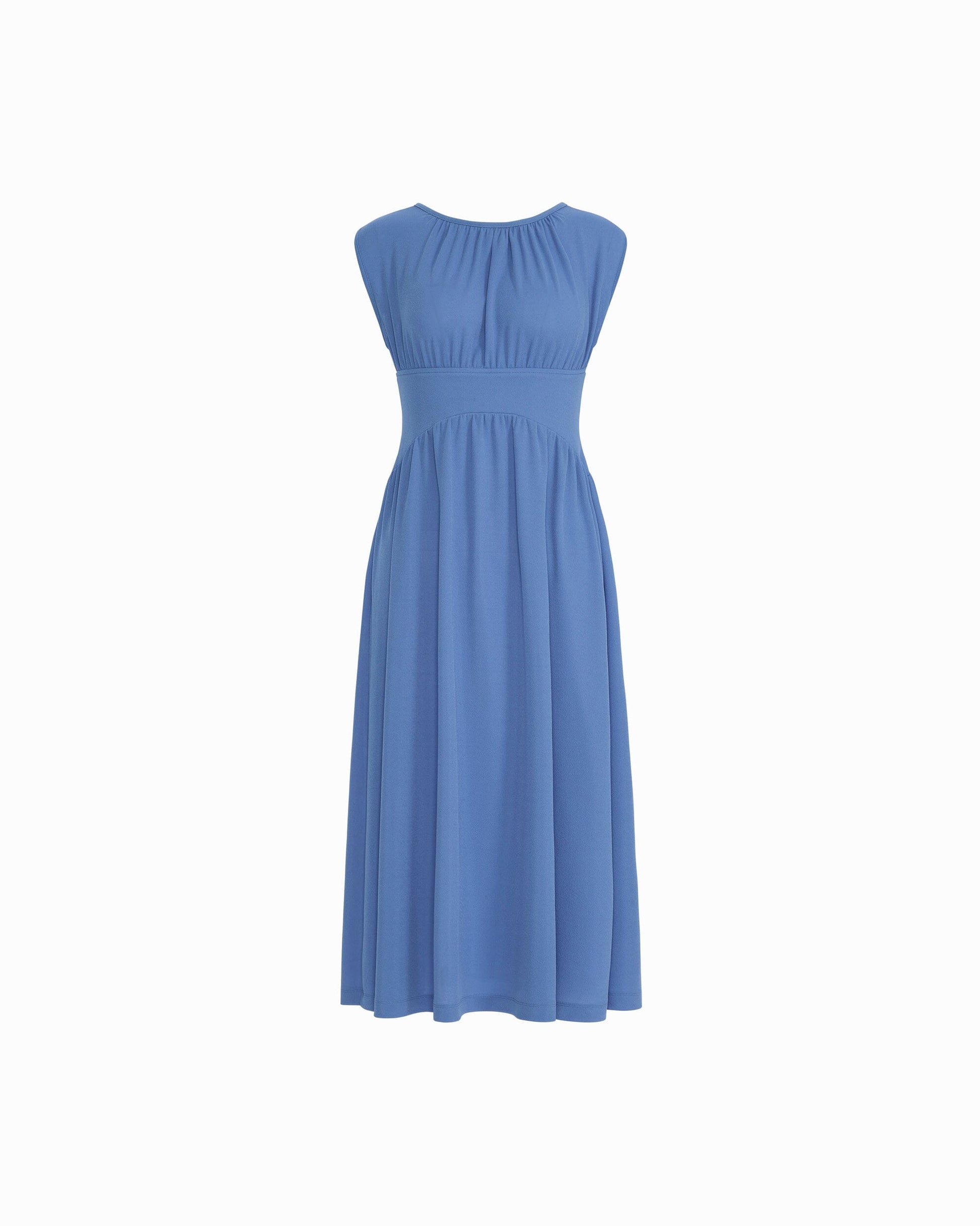 Anne Klein Boat Neckline Shirred Midi Dress
