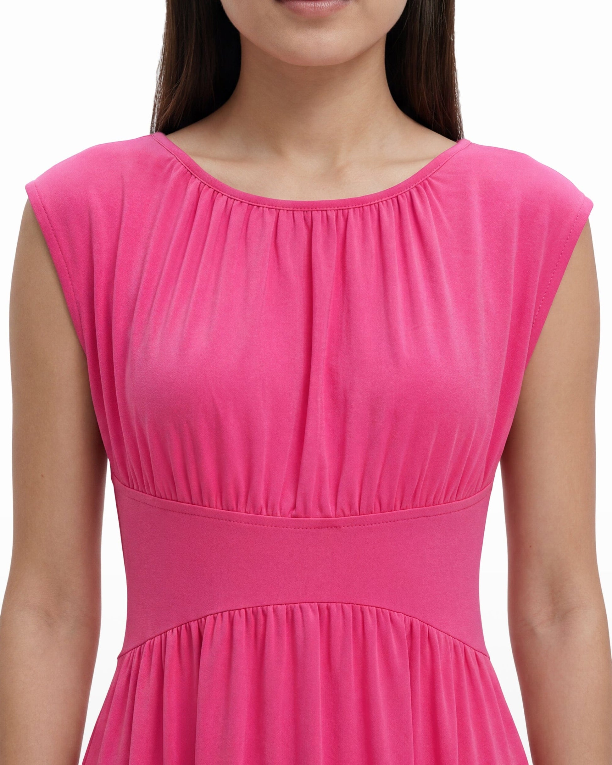 Anne Klein Boat Neckline Shirred Midi Dress
