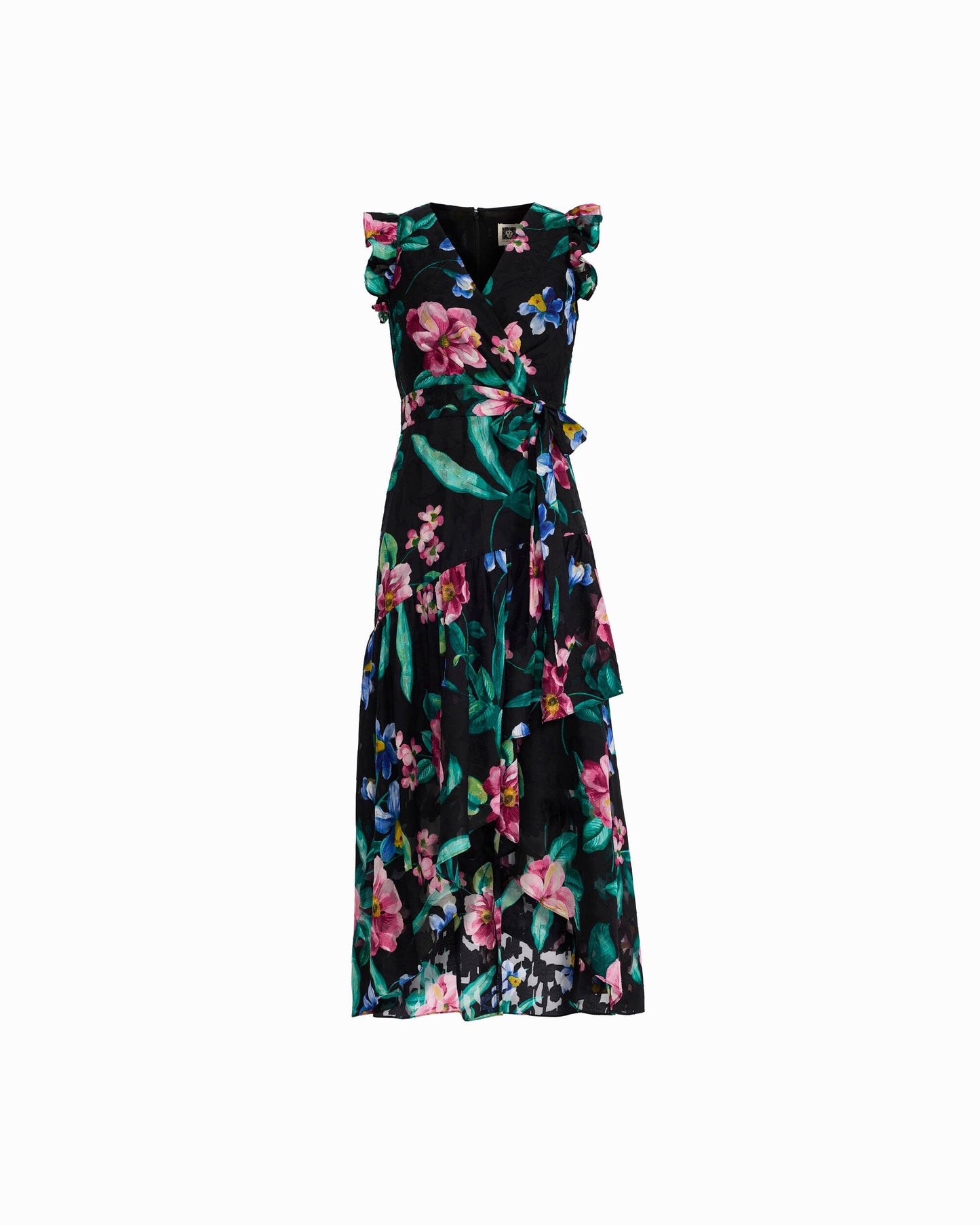 Anne Klein High-Low Wrap Dress with Ruffle Sleeves
