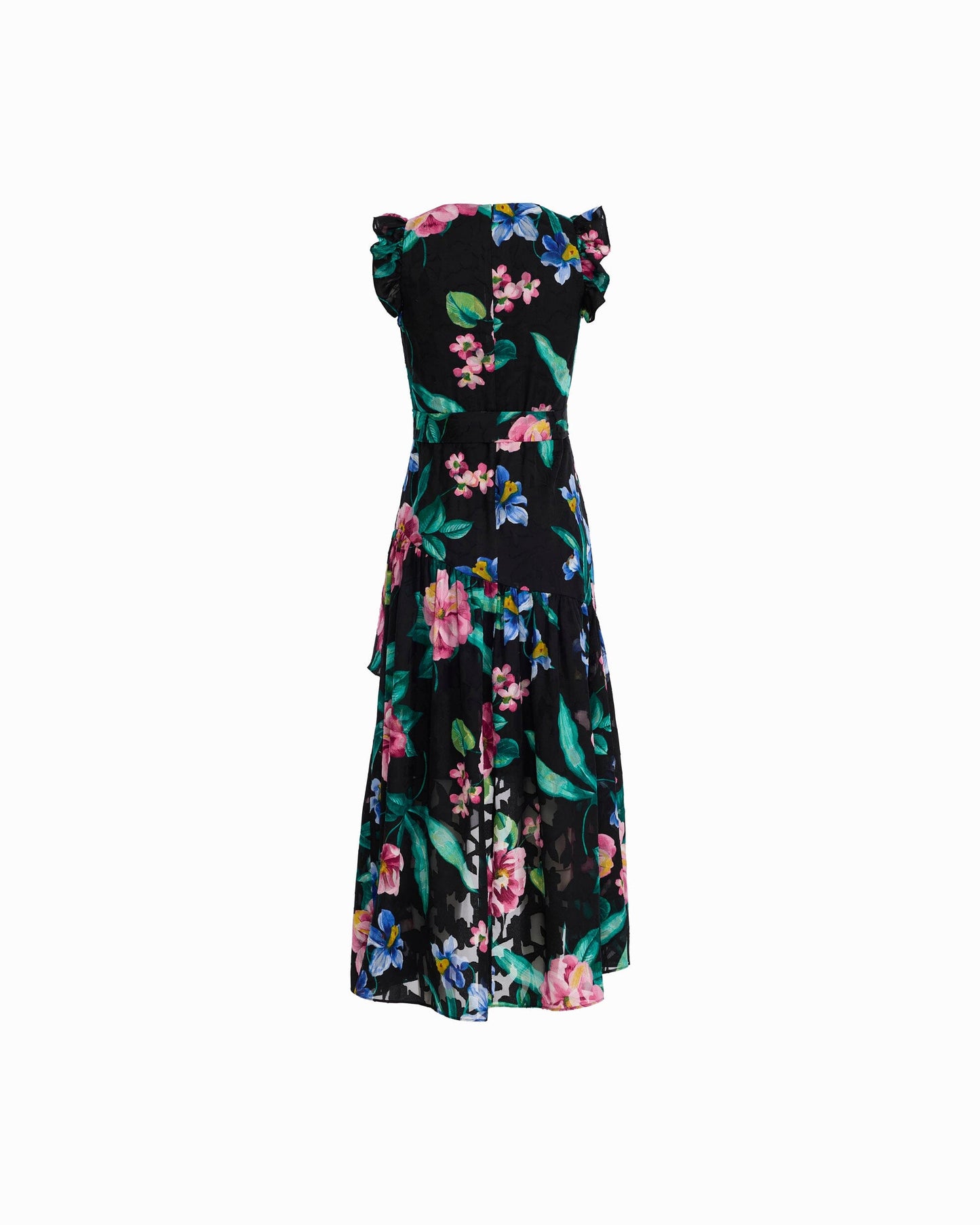 Anne Klein High-Low Wrap Dress with Ruffle Sleeves