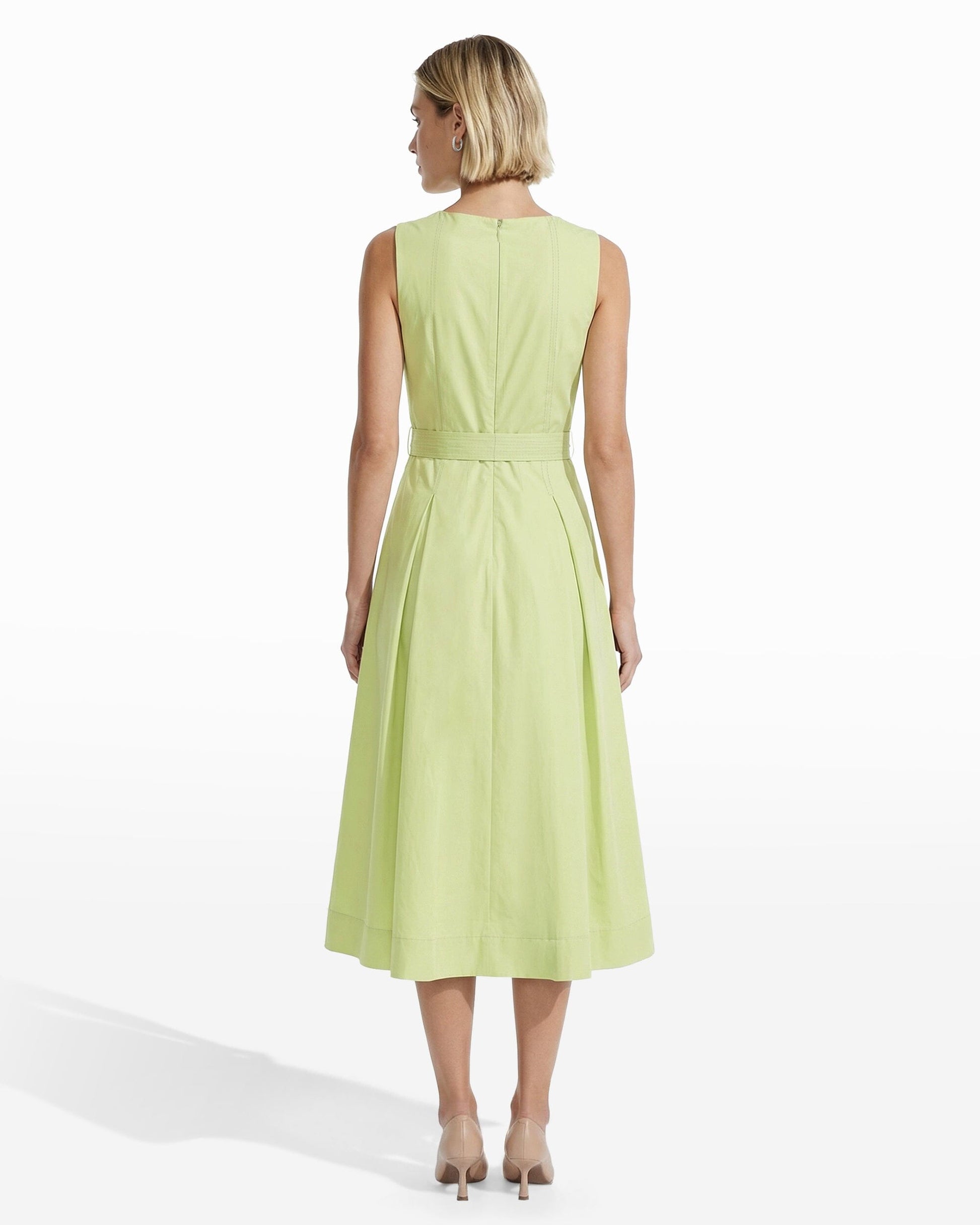 Anne Klein Paneled Bodice Jewel Neck Midi Dress