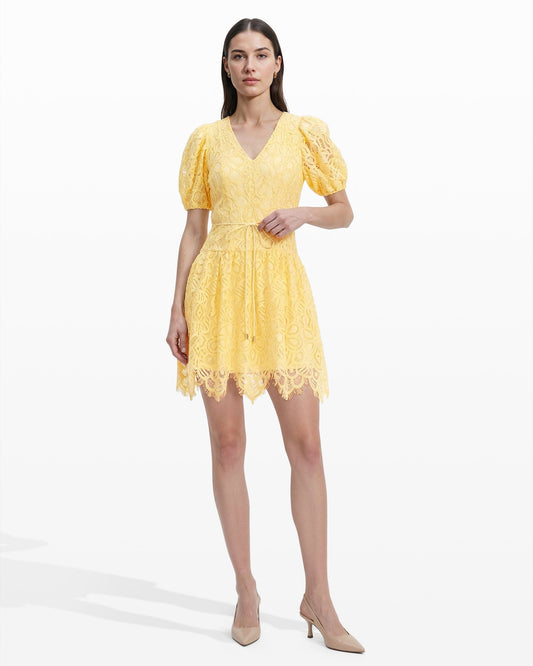 Anne Klein Puff Sleeve Seam Short Dress
