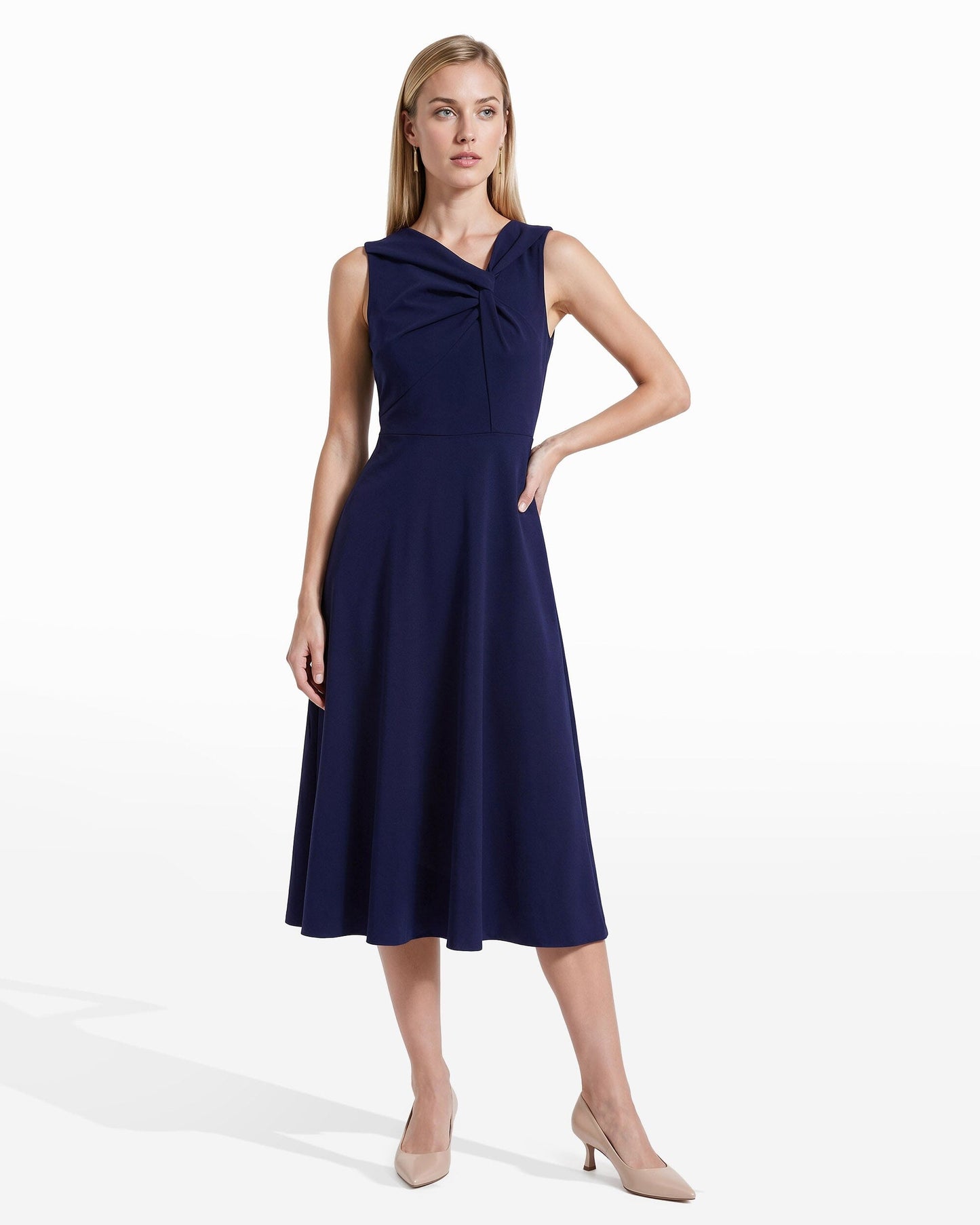 Anne Klein Twist Front A-line Midi Dress