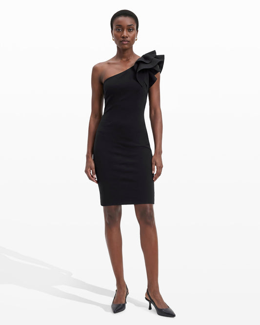 Anne Klein One Shoulder Sheath Dress with Ruffle