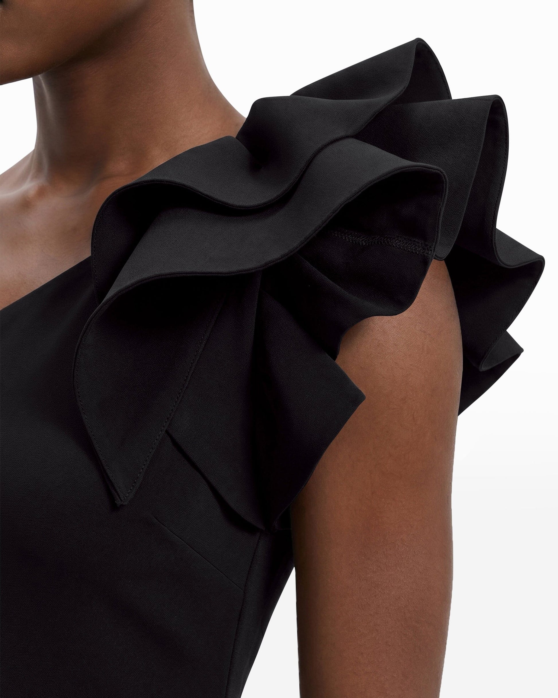 Anne Klein One Shoulder Sheath Dress with Ruffle