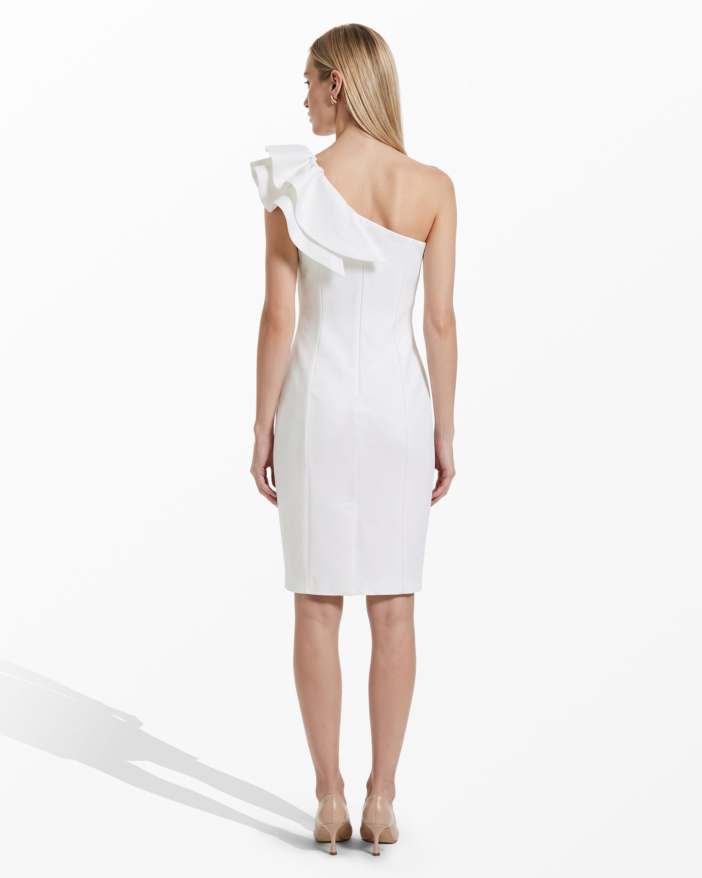Anne Klein One Shoulder Sheath Dress with Ruffle