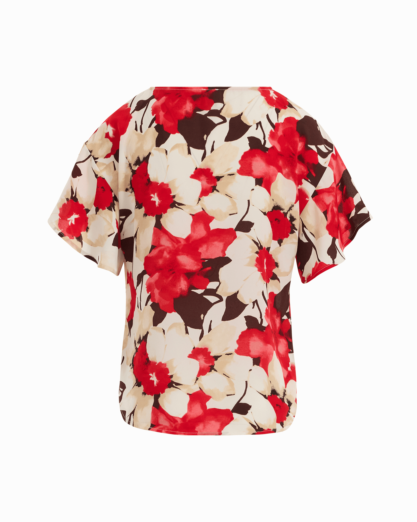 Anne Klein Flutter Sleeve Bateau Neck Blouse in WHITE DOVE MULTI
